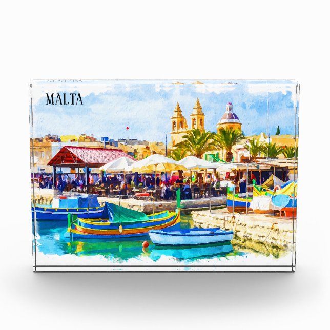Farbenfrohe Panoramaaussicht auf Malta Fotoblock (Vorderseite)