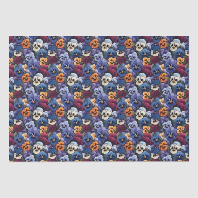 Farbenfrohe Pansy-Muster Seidenpapier (Vorderseite)