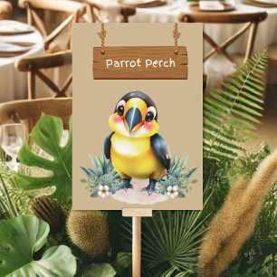 Farbenfrohe Papagei Perle Jungle Safari Tafelkarte Tischnummer