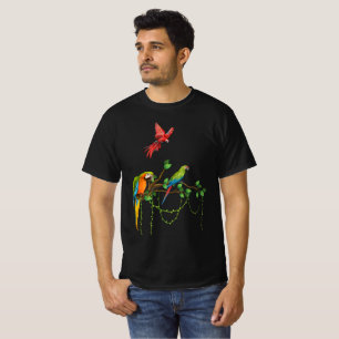 Farbenfrohe Papageien an einer Zweigstelle - Tropi T-Shirt