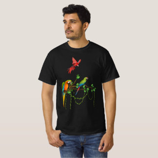 Farbenfrohe Papageien an einer Zweigstelle - Tropi T-Shirt