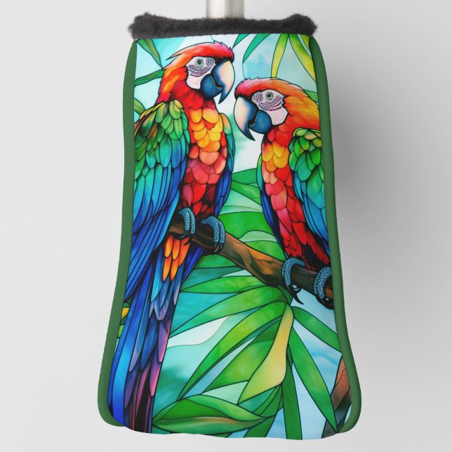 Farbenfrohe Papageien aus festem Glas Golf Headcover (Rotieren 90)