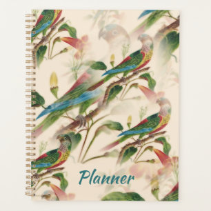 Farbenfrohe Papageien & schöne Blume Planer