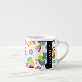 Farbenfrohe Papageien, tropische Papageien, Ihr Na Espressotasse