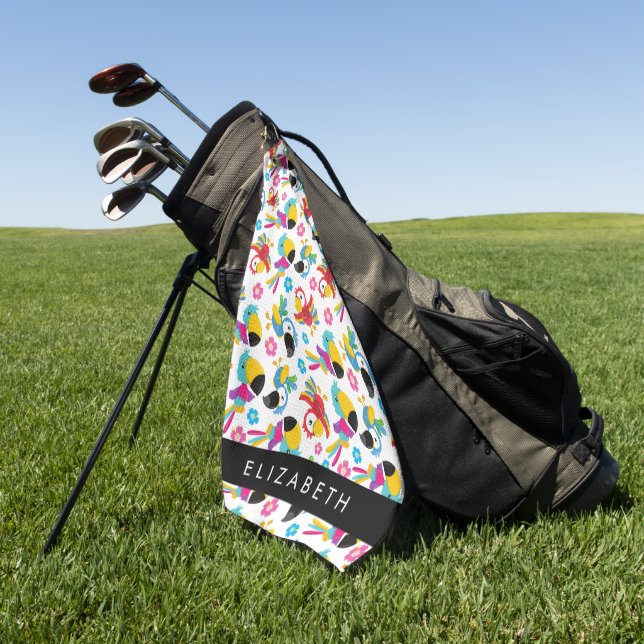 Farbenfrohe Papageien, tropische Papageien, Ihr Na Golfhandtuch (Gras)
