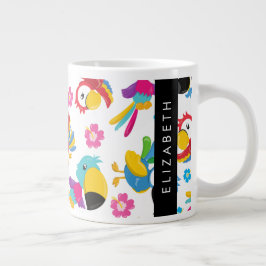 Farbenfrohe Papageien, tropische Papageien, Ihr Na Jumbo-Tasse