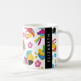 Farbenfrohe Papageien, tropische Papageien, Ihr Na Kaffeetasse