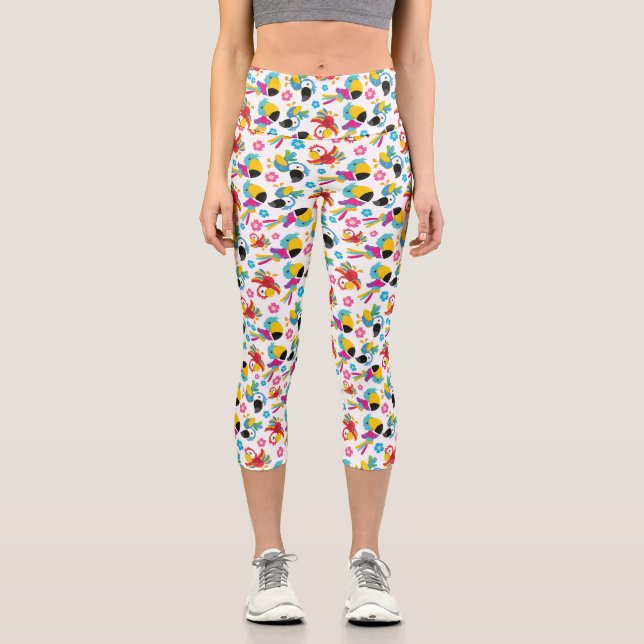 Farbenfrohe Papageien, tropische Papageien, Vögel, Capri Leggings (Vorderseite)
