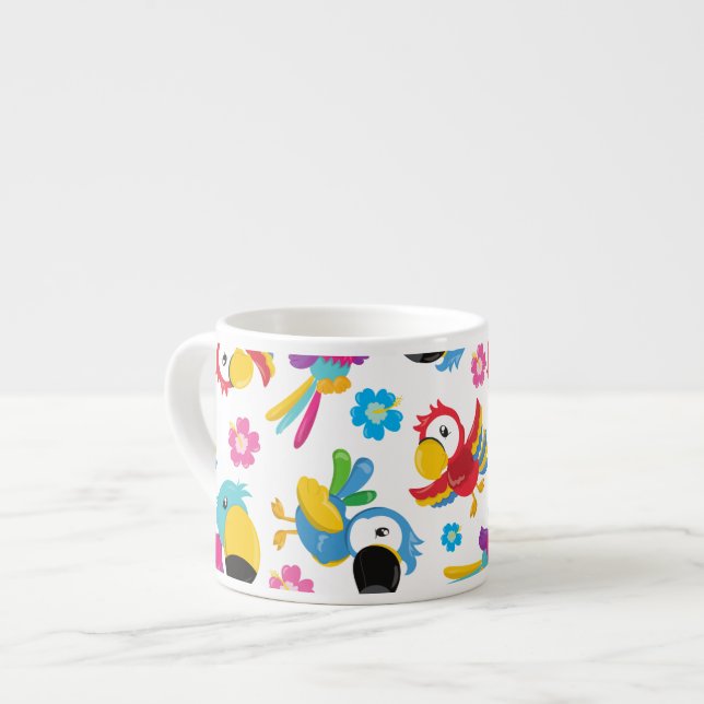 Farbenfrohe Papageien, tropische Papageien, Vögel, Espressotasse (Vorderseite Links)