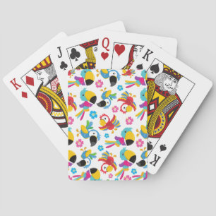 Farbenfrohe Papageien, tropische Papageien, Vögel, Spielkarten