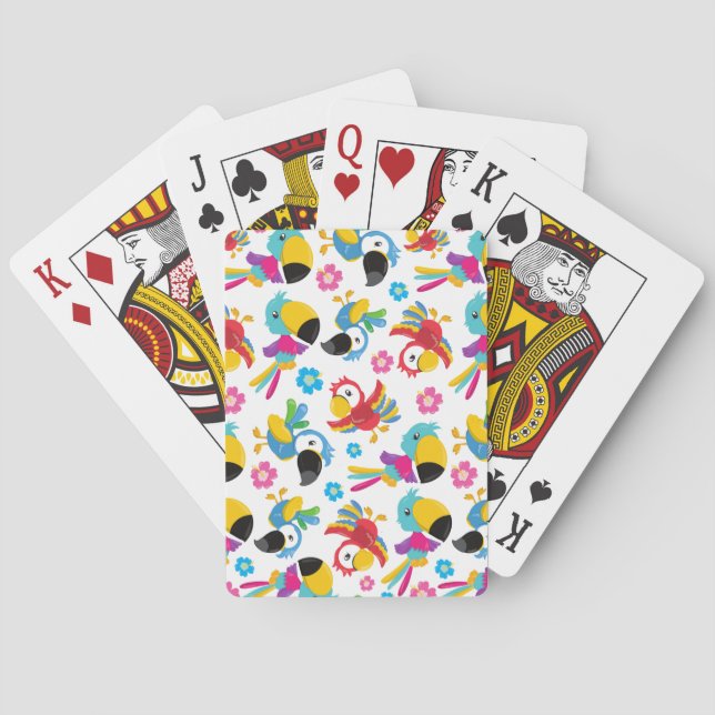 Farbenfrohe Papageien, tropische Papageien, Vögel, Spielkarten (Rückseite)
