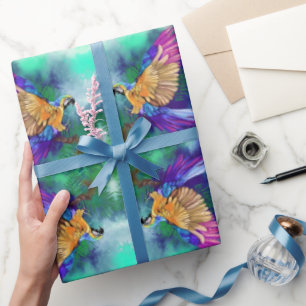 Farbenfrohe Papageienschmuck Geschenkpapier
