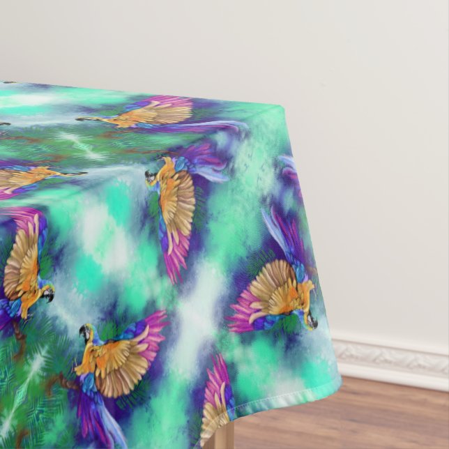 Farbenfrohe Papageientablette Tischdecke (Beispiel)