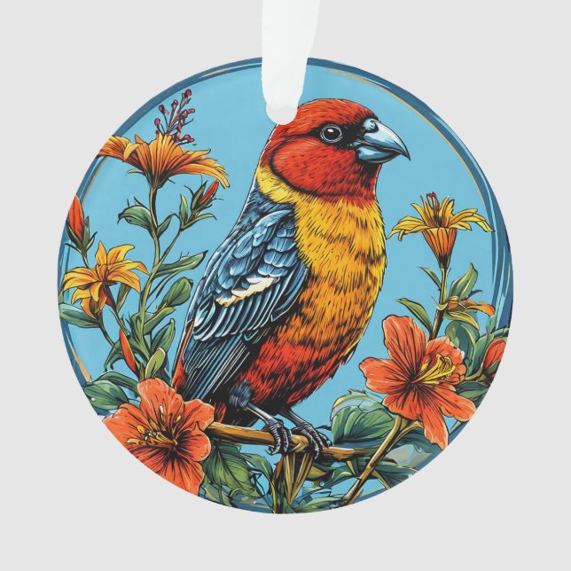 Farbenfrohe Papageienvogel Ornament (Vorderseite)