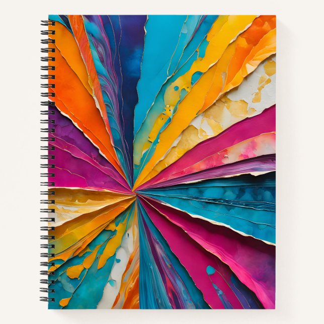 Farbenfrohe Papier Collage Art Spirale Notebook Notizbuch (Vorderseite)