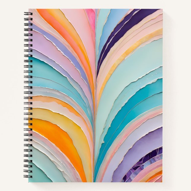 Farbenfrohe Papier Collage Art Spirale Notebook Notizbuch (Vorderseite)