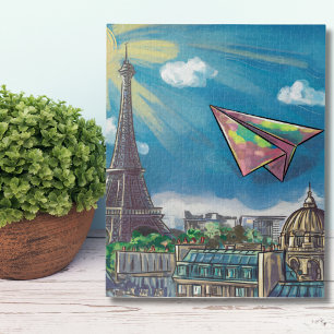 Farbenfrohe Papierflugzeuge, die Paris fliegen, Ei