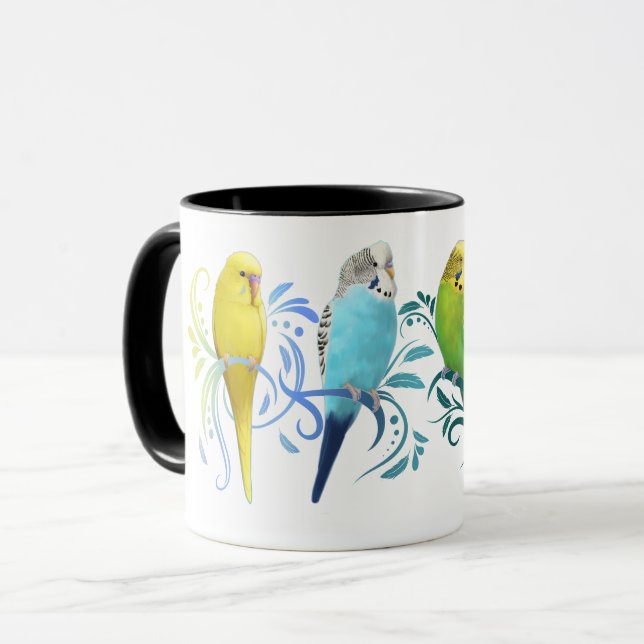Farbenfrohe Parakets Tasse (Vorderseite Links)