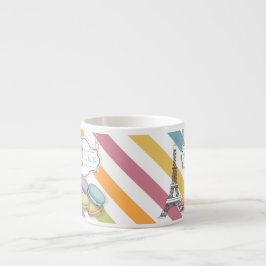 Farbenfrohe Pariser Macarons Eiffelturm Monogram Espressotasse