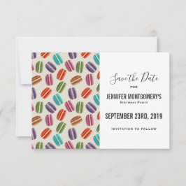 Farbenfrohe Pariser Macarons Muster Geburtstag Save The Date