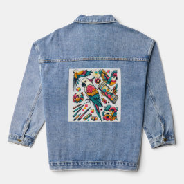 Farbenfrohe Parks Tropische Kunst Jeansjacke