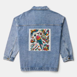 Farbenfrohe Parks Tropische Kunst Jeansjacke