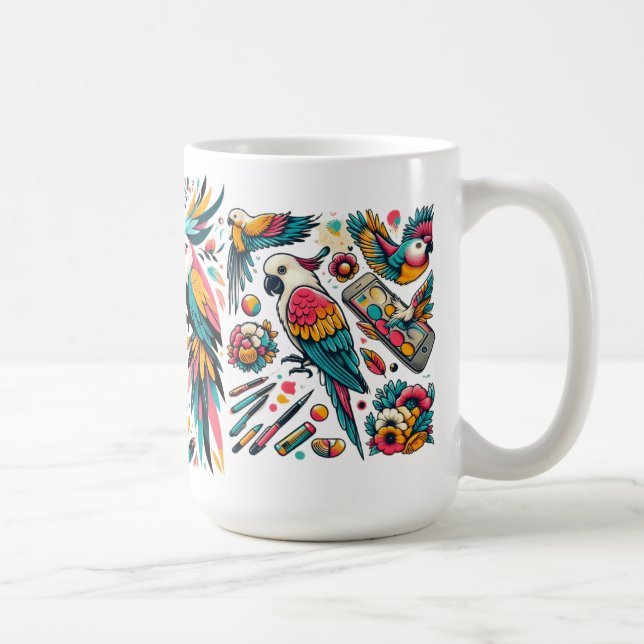 Farbenfrohe Parks Tropische Kunst Kaffeetasse (Rechts)