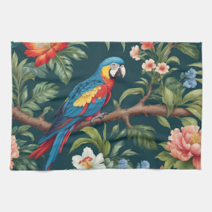 Farbenfrohe Parrot Tropical Dschungel Blätter Geschirrtuch