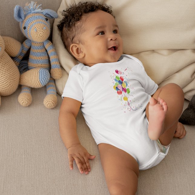 Farbenfrohe Party Ballons & Band Baby Strampler (Colorful Celebration Party balloons & ribbon Baby Bodysuit)