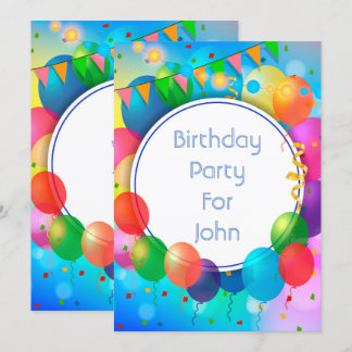 Farbenfrohe Party Balloons Einladung