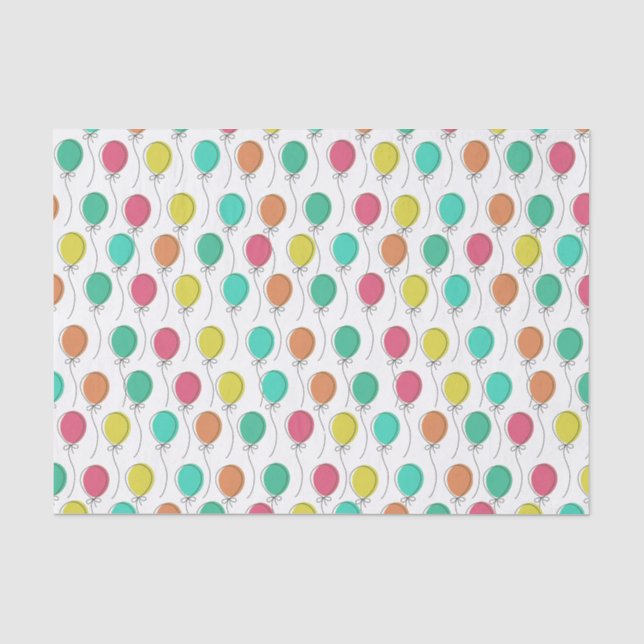 Farbenfrohe Party Balloons Muster Seidenpapier (Vorderseite)