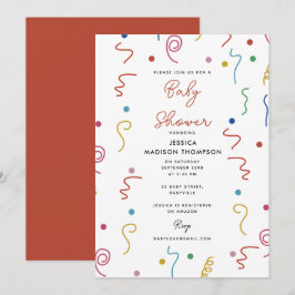 Farbenfrohe Party-Konfetti-Baby-Shower Einladung