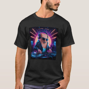Farbenfrohe Party-Szene Wafer-Charakter Dj für Mus T-Shirt