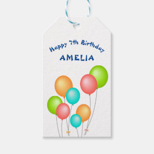 Farbenfrohe Partyballons Kinder Geburtstag  Geschenkanhänger