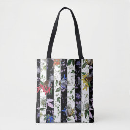 Farbenfrohe Passiflora am Schwarzen und Weißen Str Tasche