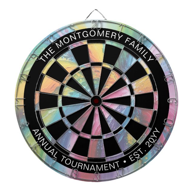 Farbenfrohe Pasta Abstrakt Art Personalisiert Dartscheibe (vorne)