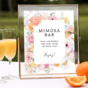 Farbenfrohe Pasta floral Mimosa Bar Sign Poster
