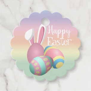 Farbenfrohe Pastel Bunny Ears Happy EASTER Geschenkanhänger
