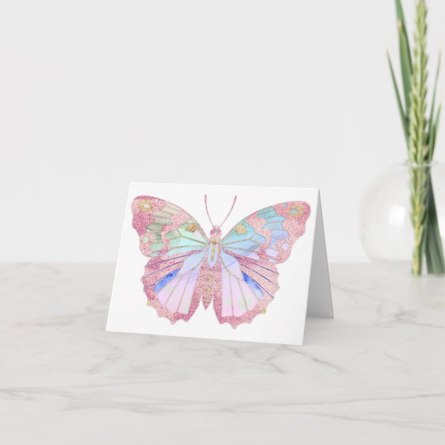 Farbenfrohe Pastel Butterfly BLANK Karte (Vorderseite)