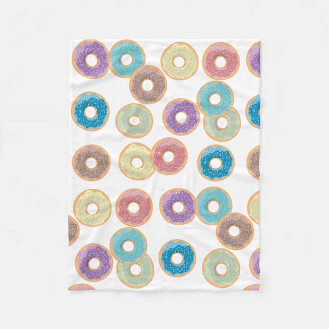 Farbenfrohe Pastel Donuts & Sprinkles Muster Fleecedecke (Vorderseite)