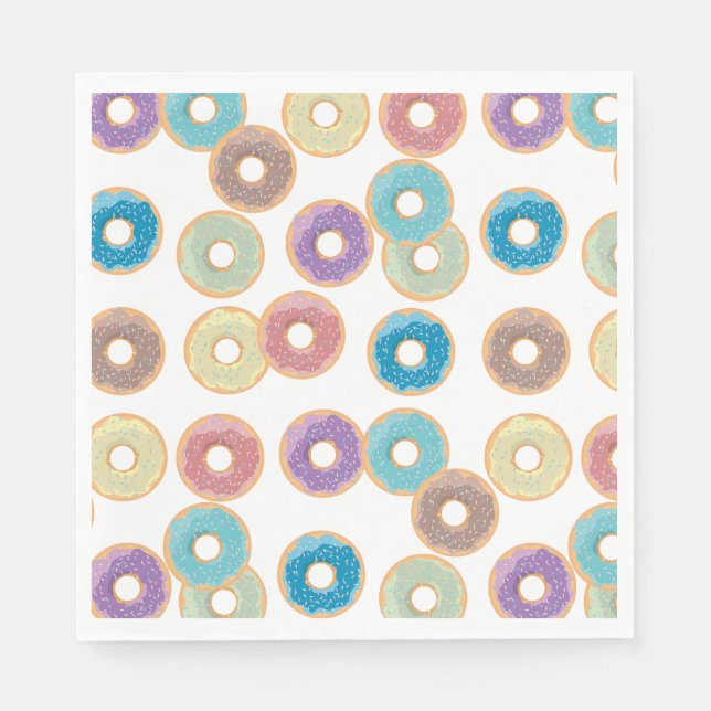Farbenfrohe Pastel Donuts & Sprinkles Muster Serviette (Vorderseite)