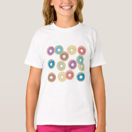 Farbenfrohe Pastel Doughnut & Sprinkles Muster T-Shirt