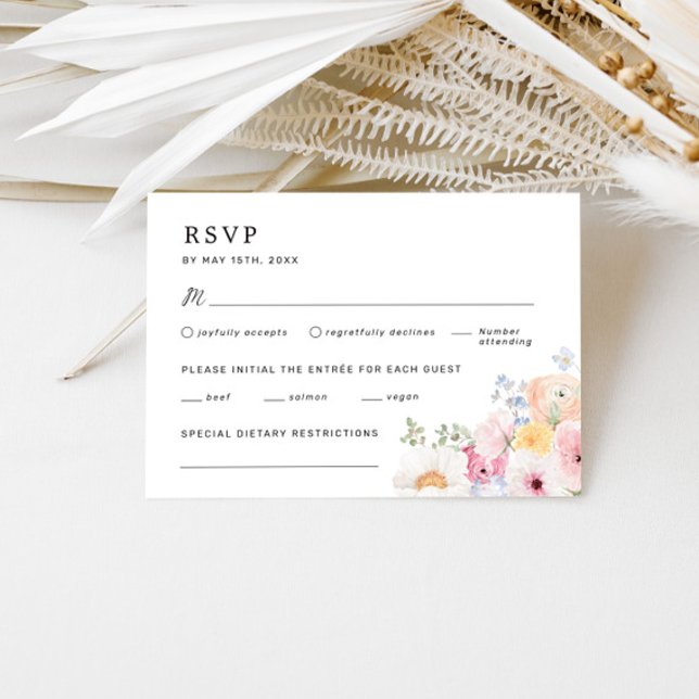 farbenfrohe Pastel Floral Wedding RSVP Karte (Von Creator hochgeladen)