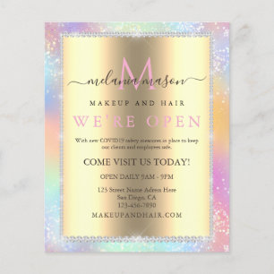 Farbenfrohe Pastel Holographic Glitzer Diamonds Sa Flyer
