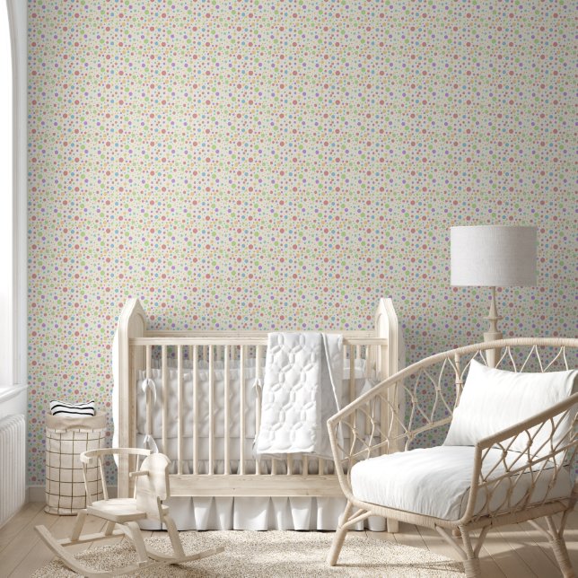 Farbenfrohe Pastel Polka Dots Tapete (Kinder)