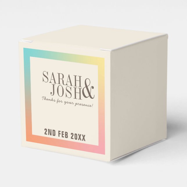 Farbenfrohe Pastel Rainbow-Hochzeit Geschenkschachtel (Vorderseite)