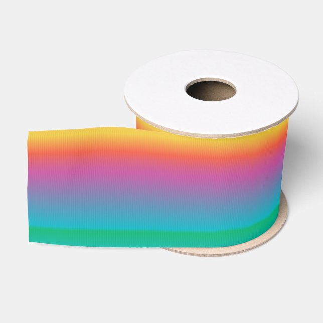 Farbenfrohe Pastel Rainbow Ombre Ripsband (Spule)