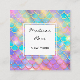 Farbenfrohe Pastel Rainbow Unicorn Goldmedaille Quadratische Visitenkarte