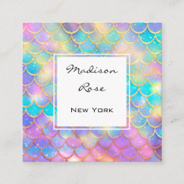 Farbenfrohe Pastel Rainbow Unicorn Goldmedaille Quadratische Visitenkarte