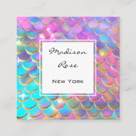 Farbenfrohe Pastel Rainbow Unicorn Goldmedaille Quadratische Visitenkarte